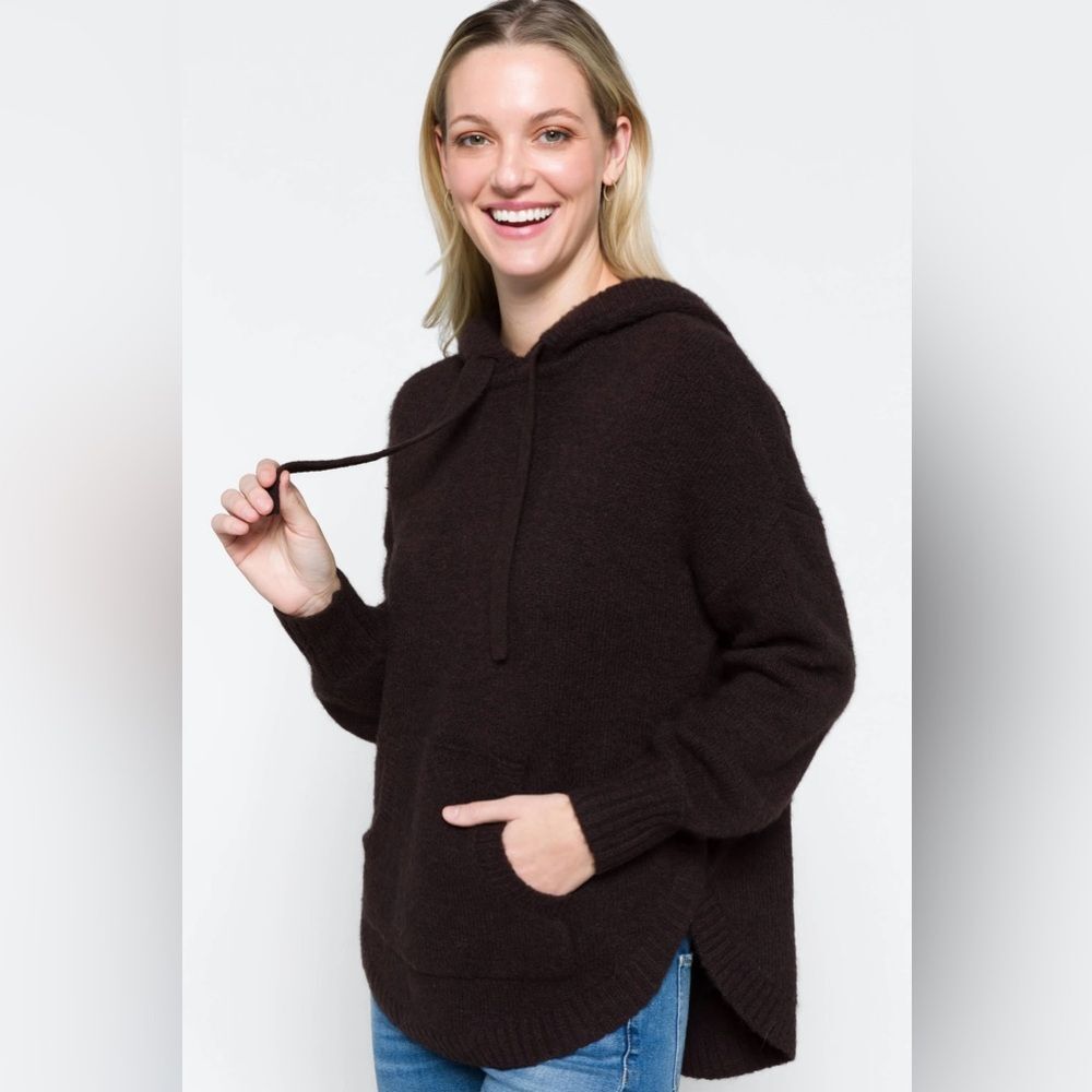 Madewell Wilmington Hoodie Sweater S NB371 Heather Raisin Brown Fuzzy Warm Hood
